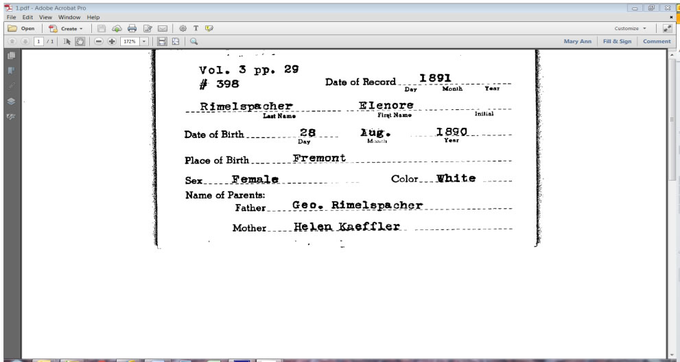 Screenshot of Henschen CMS search results showing index card with Vol, page, and case number fields